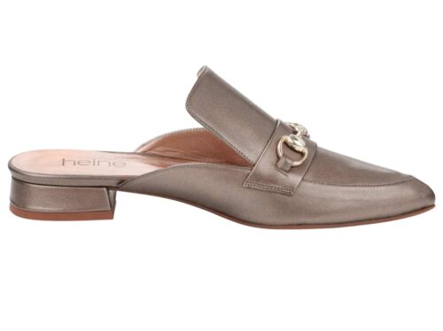 196.954 HEINE Damen Lederpantolette Taupe-Metallic