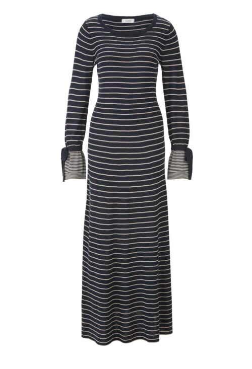 HEINE Damen Designer-Maxistrickkleid Nachtblau-Sand missforty