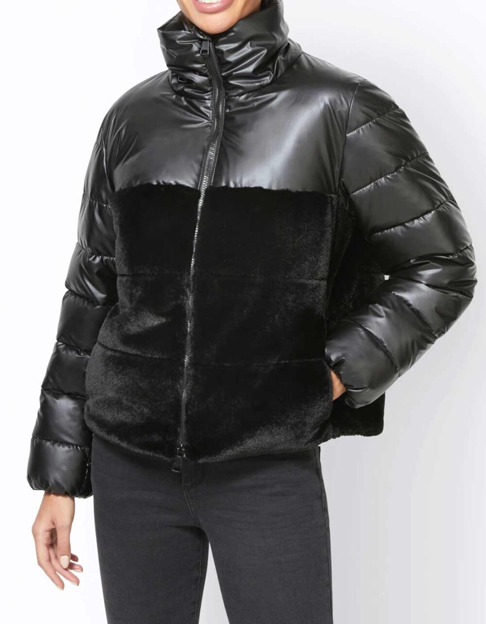 Winterjacke Damen Herbst Winter Übergangs Jacke Steppjacke schwarz Stehkragen #missforty#