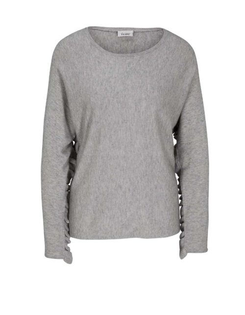 Damen Pullover mit Rüschen, grau Missforty