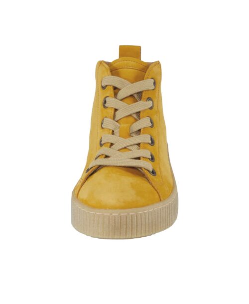 bequeme Schuhe Marken-Leder-High-Top-Sneaker, gelb innen gefüttert Absatzhöhe ca. 3.5 cm 106.747 Missforty.