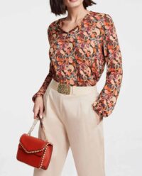 822.241 Damen Paisleydruckshirt mit Rüschen, bunt