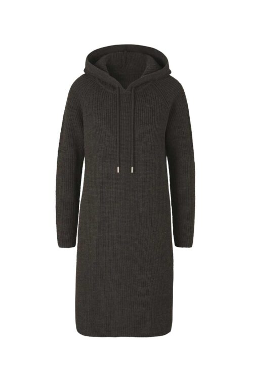 770.255 Damen Wollstrickkleid mit Kapuze, graphit