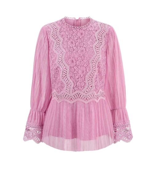Designer-Spitzenbluse, altrosa Missforty