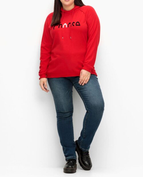 Kapuzenpullover mit Wordingprint, mohnrot Missforty