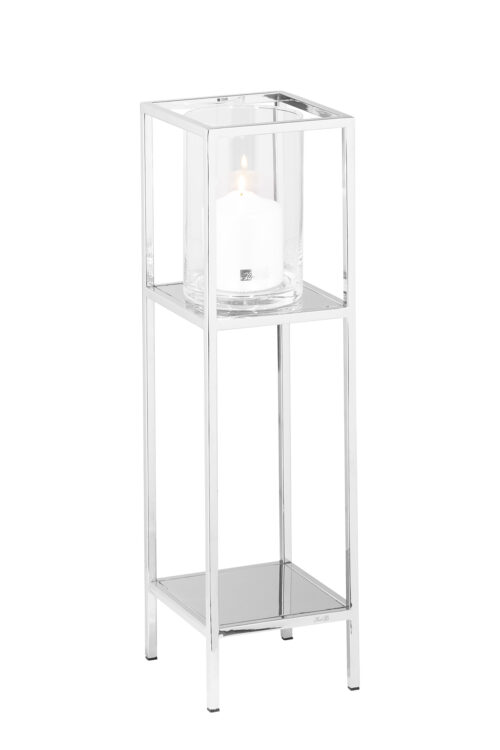 146241 Fink LEXA Windlicht Deko Glas Metall silberfarben